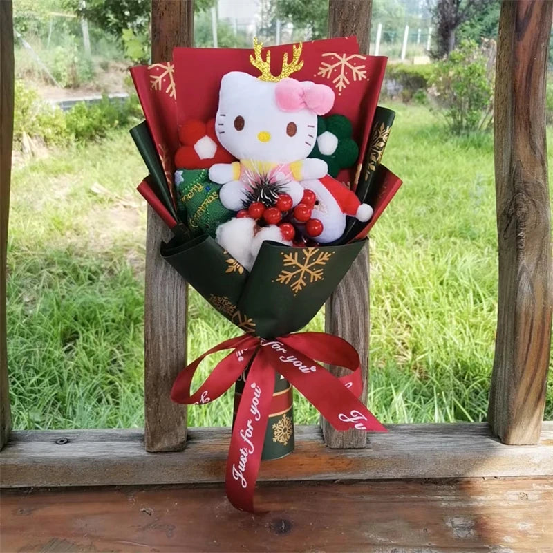 Christmas Hello Kitty Plush Doll Toy With Santa Claus Christmas Tree Bouquet Valentine's Day Birthday Christmas Gift