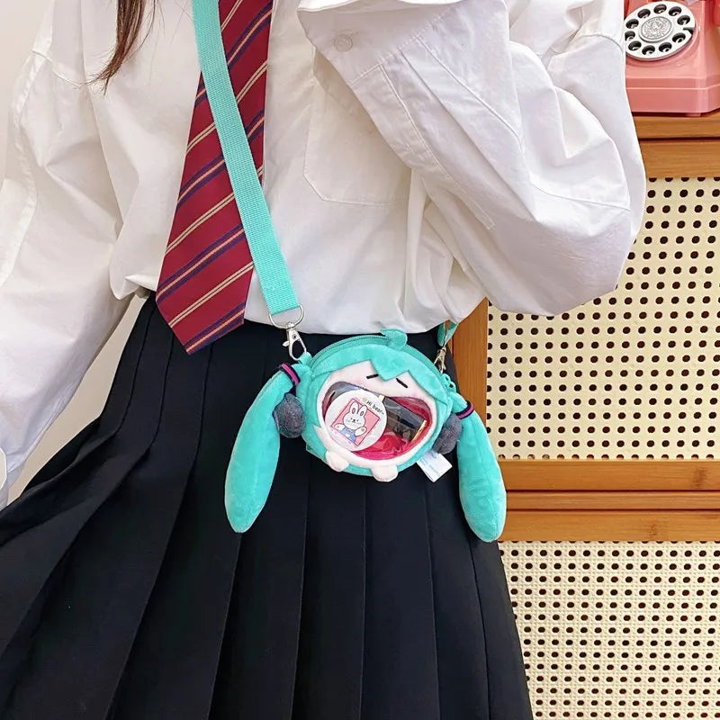 Hatsune Miku Coin Purse Shoulder Bag Cartoon Kawaii 14Cm Headphone Bag Plush Pain Bag Crossbody Bag Keychain Pendant girl Gift