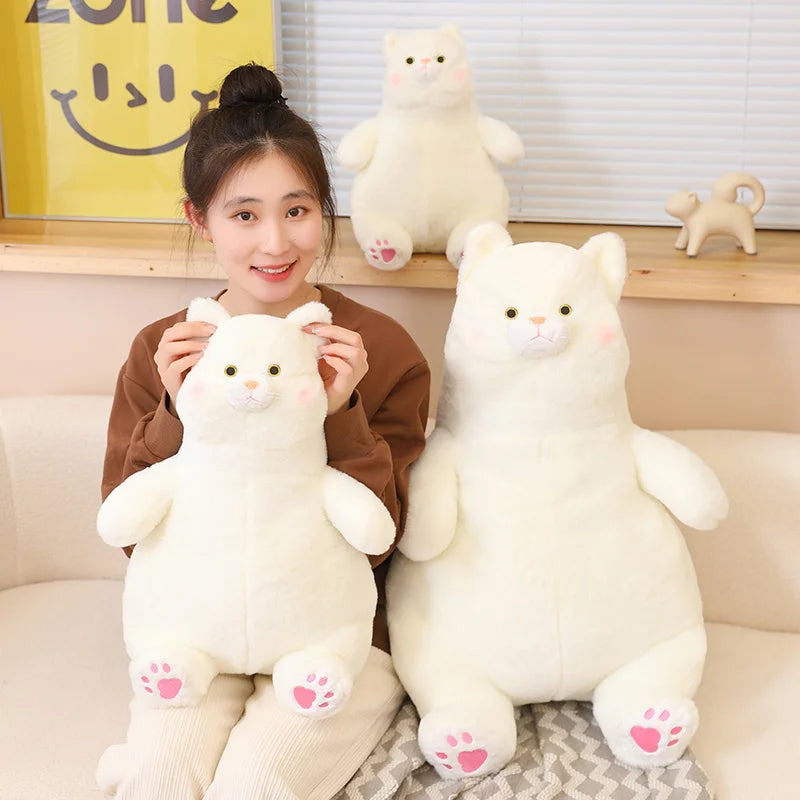 75cm Kawaii Fat White&Gray Cat Toys Pillow Plush Doll Cute Cute High Quality Elegant Gift for Boys Girls Friends Decorate