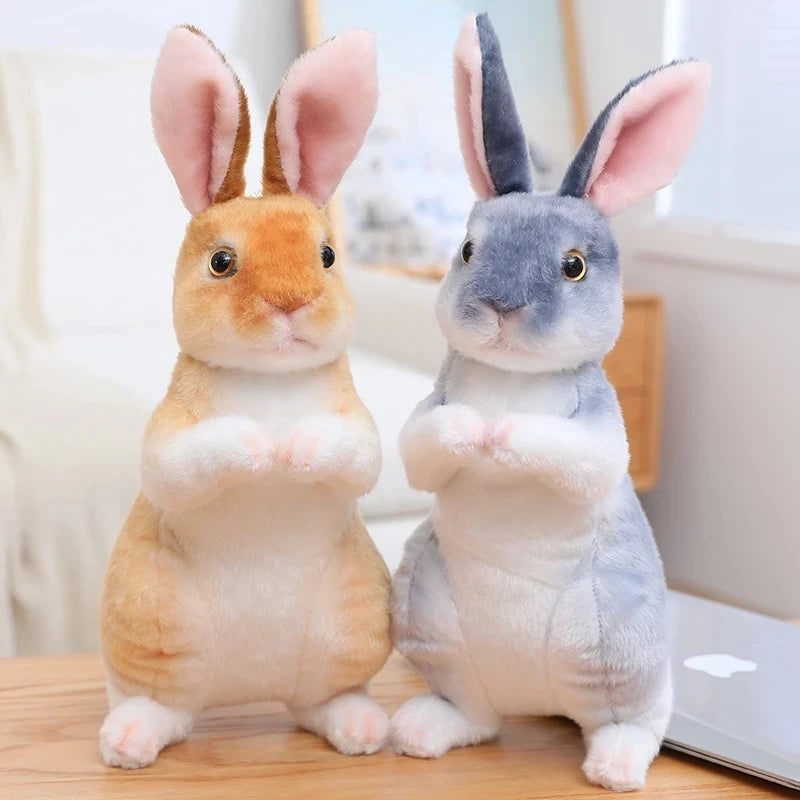 Simulation Kawaii Long Ears Realistic Rabbit Plush Toy Lifelike Animal Stuffed Doll Toys for Birthday Gift Room Decor