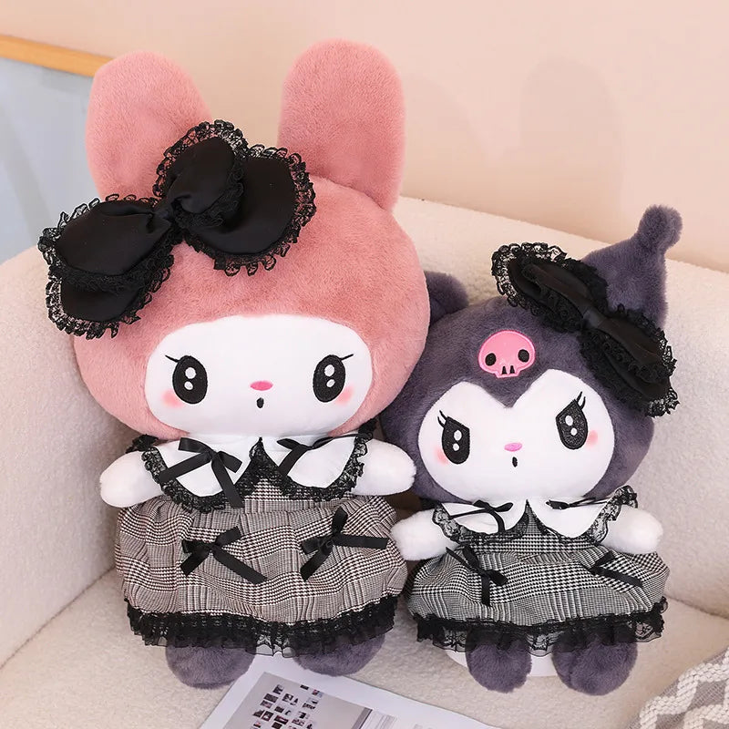 40/50/60cm Cute Kuromi My Melody Plush Toy Lolita Japanese Style Stuffed Anime Plushies Kuromi With Dress Xmas Gifts For Girl