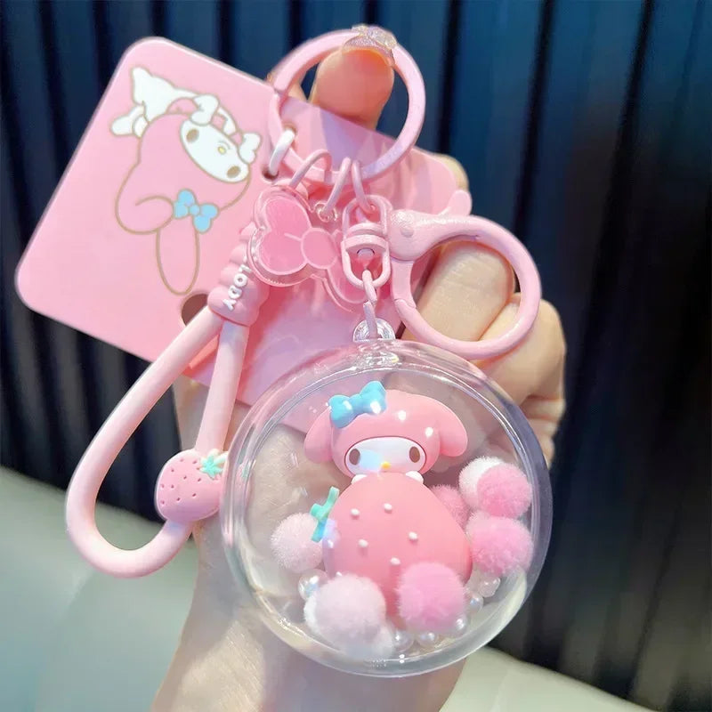 Genuine Sanrio Melody Doll Keychain Cartoon Anime Kuromi Cinnamoroll Plush Camera Trinkets Pendant Girls Funny Cute Gift Toys