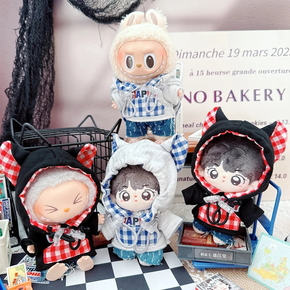 17cm Mini Plush Doll'S Clothes Outfit Accessories For Korea Kpop Exo Labubu Idol Youth Cool Sweater Set Clothing Gift