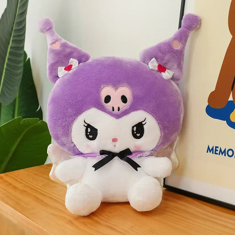 80cm Big Size New Sanrio Demon Kuromi Plush Toy Angel Purple Doll Cartoon Cushion Kawaii Pillow Children's Christmas Gift