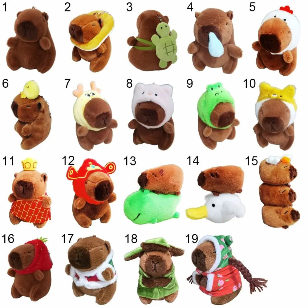 Multicolor Plush Capybara Keychain Cute Toy Cartoon Capybara Headgear Capybara Doll Accessories Guinea Pig Fluffty Animal Doll