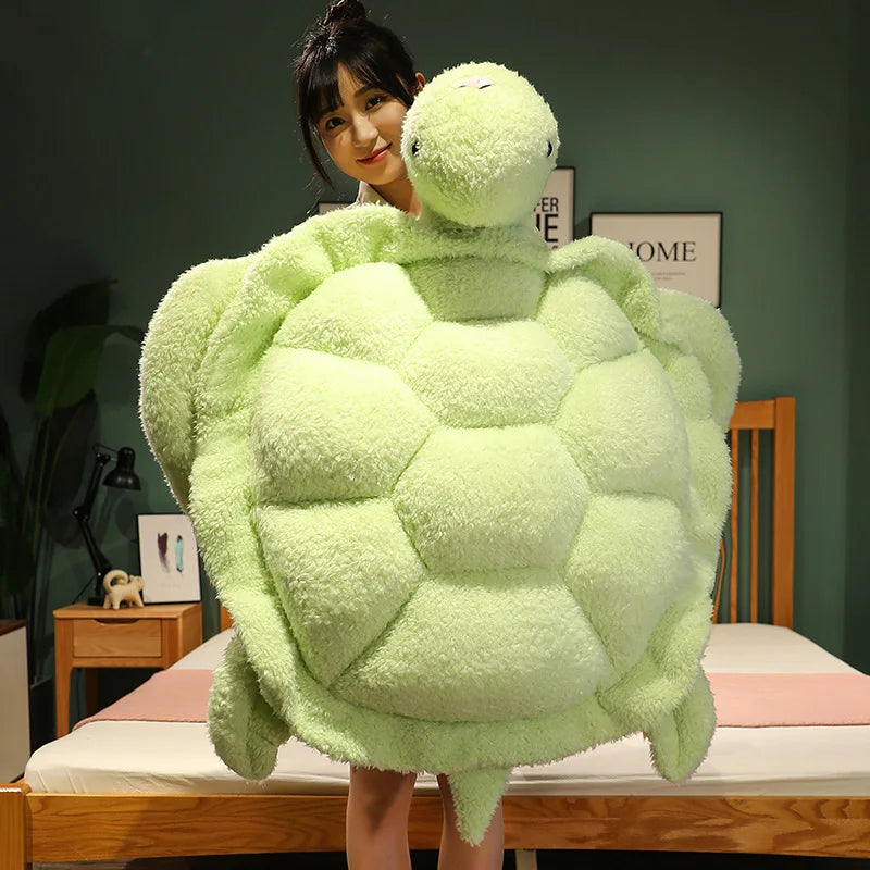 60-100cm Lovely Giant Tortoise Plush Toys Cartoon Sea Turtle Pillow Stuffed Soft Animal Dolls Cushion for Kids Baby Kawaii Gift