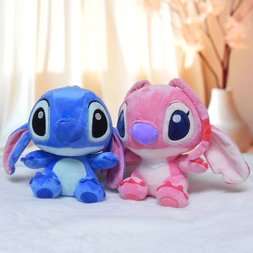 25CM Kawaii Disney Lilo & Stitch Couple Plush Doll Toys Cute Anime Pink Angel Models Stich Plush Baby Toys Kids Birthday Gift