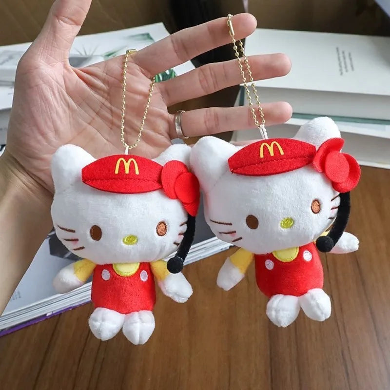 Sanrio Animation Peripheral McDonald's Hello Kitty Plush Doll Car Keychain Student School Bag Pendant Couple Holiday Gift