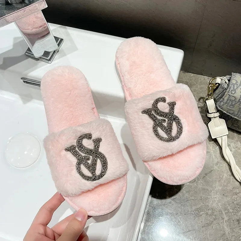 Fluffy Slippers Women Home Fashion Designer Shoes Ladies Popular Casual Platform Indoor Fur Slides Girls Flats Open Toe Elegant