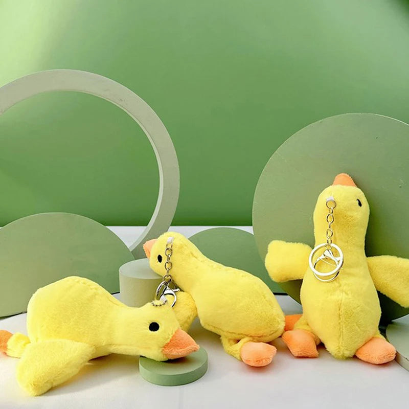 Stuffed Goose Keychain Cute Lie Down Goose Plush Keychain Adorable Stuffed Doll Ornament For Backpack Couple Key Ring Charm