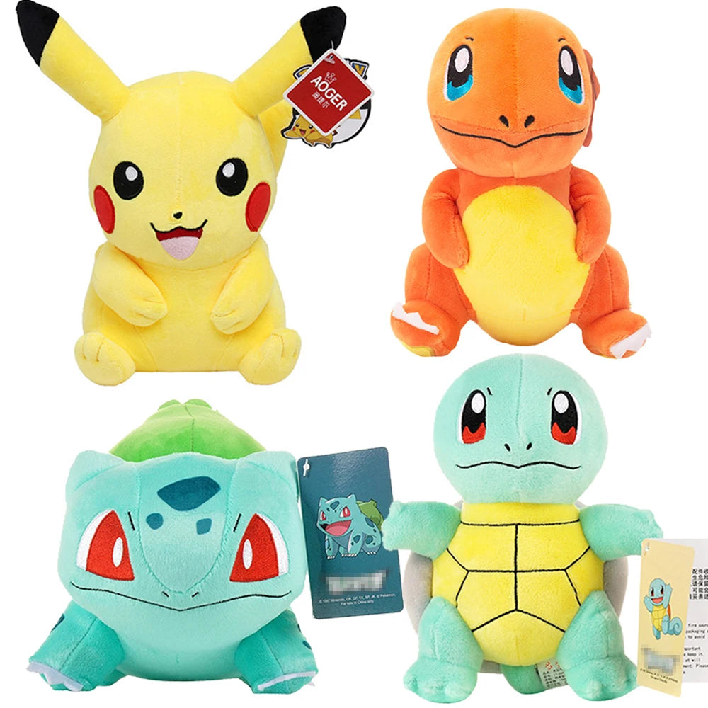 Pokemon Plush with Tag Charmander Squirtle Bulbasaur Eevee Pikachu Plush Doll Cartoon Anime Kids Birthday Gift