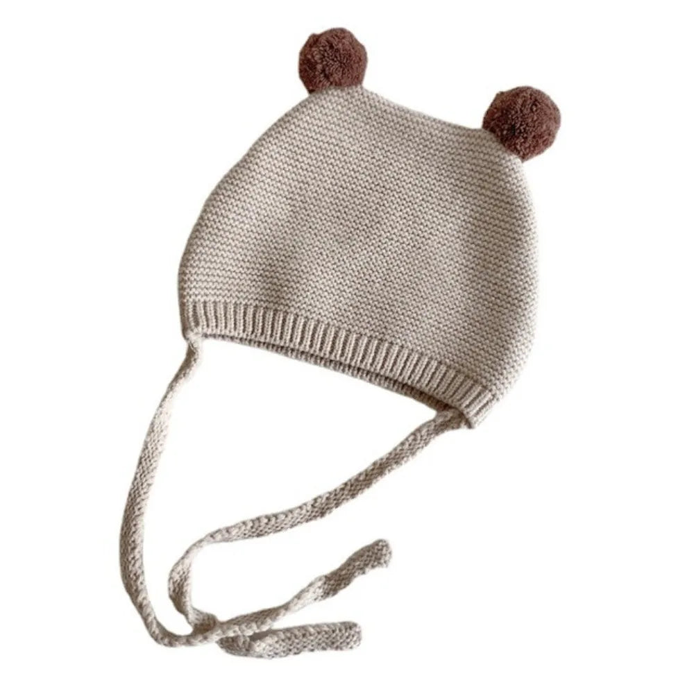 New Thickened Bonnet Caps Plush Knitted Ear Protection Cap Winter Warm Newborn Pullover Hat Outdoor