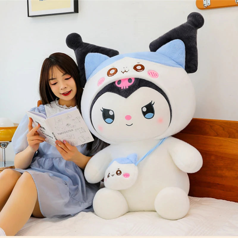 New 100cm Big Size Sanrio Kawaii Kuromi Stuffed Plush Toy Sleeping Pillow Cartoon Plush Toy Doll Children's Companion Gift