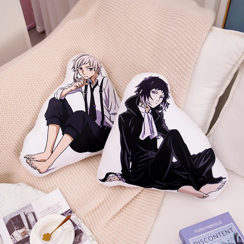 45cm Cute Bungo Stray Dogs Plush Toy Cute Anime Back Cushion Akutagawa Dazai Chuuya Bare Feet Plushies Hug Pillow Birthday Gift