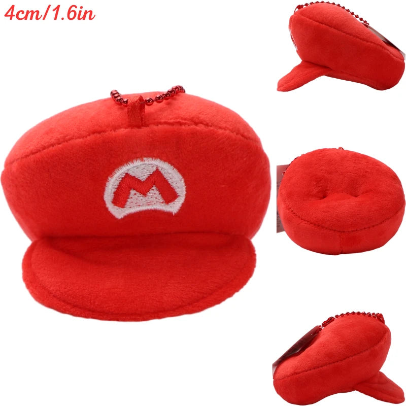 Kawaii Mario Bros Super Star Green Yoshi Mushroom Plush Keychain Cute Anime Triple Bananas Mario Luigi Hat Peluche Dolls Pendant