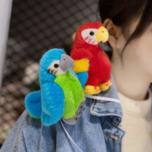 12CM Magnetic Simulation Parrot Plush Toy Stuffed Soft Animal Pillow Fun Toys Home Decro Girls Birthday Christmas Gifts