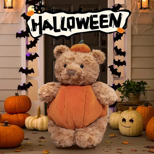 30cm Cute Creative Bear Pumpkin Wearing Suit Can Take Off Stuffed Lovely Bear Halloween Celebration Birthday Holiday Gift