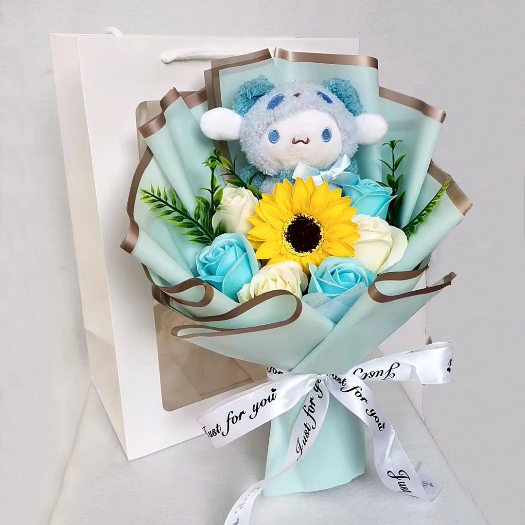 Hello Kitty Plush Bouquet Anime My Melody Kuromi Plush Toy Cinnamoroll Rose Sunflower Flower Valentine's Day Birthday Gifts