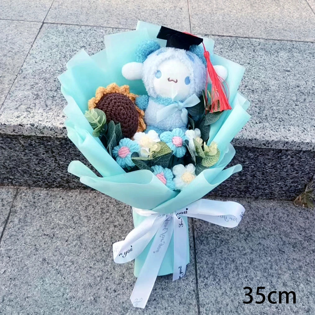 Graduation Hello Kitty Kuromi My Melody Cinnamoroll Plush Sunflower Bouquet Gift Valentine's Day Xmas Girl Friend  Gifts