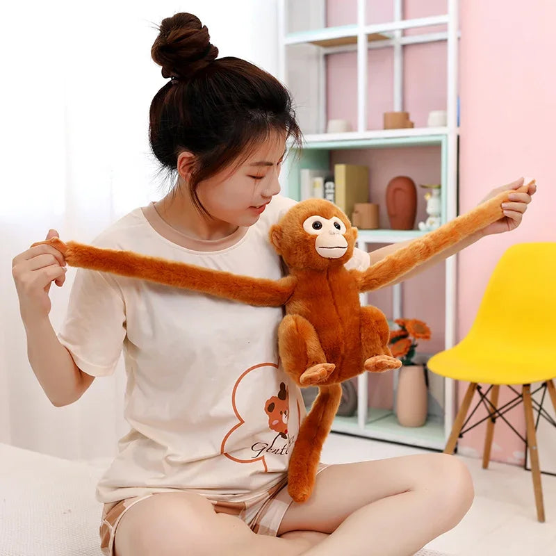 Simulation Cute Monkey Plush Toy Golden Monkey Doll Long Arm Monkey High-end Curtain Bundled Ornaments Stuffed Toys Home Decor