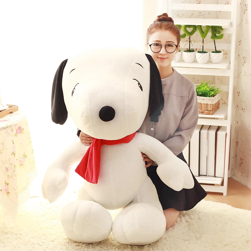 Big Size Dog Snoopy Plush Toy Cute Soft Anime Cartoon Wearing Scarf Animal Stuffed Doll Girls Pillow Christmas Gifts for Kids