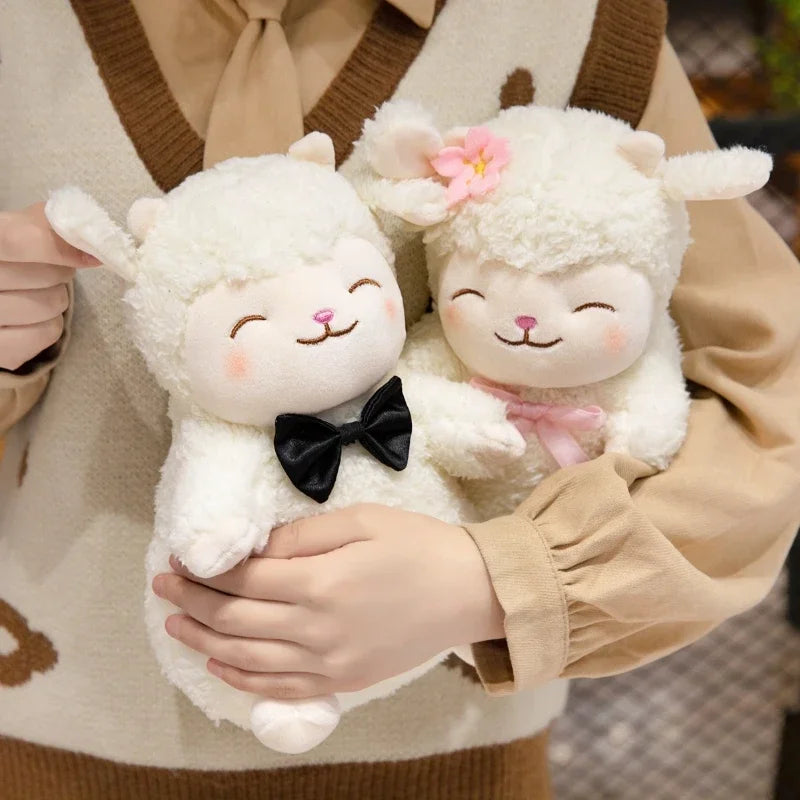 Sweet White Sheep Lam Hold Tulip Flower Soft Stuffed Hug Doll Plush Toy Kid Girl Birthday Christmas Gift