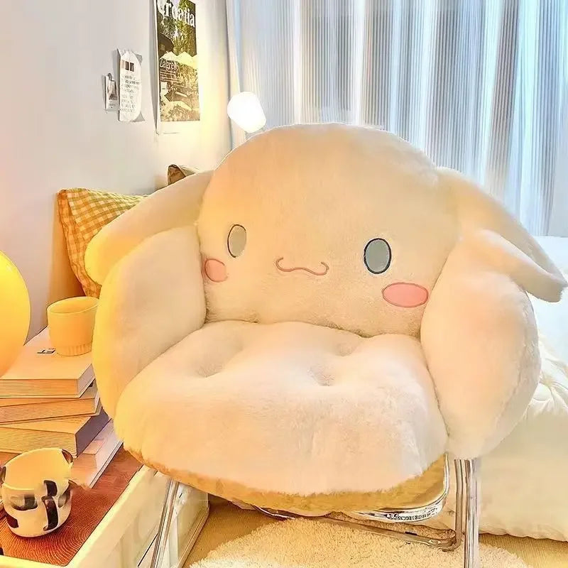 Aoger Big Size Cute Cinnamoroll Plush Half Surrounded Black Kuromi Cushion Backrest Dormitory Office Non-Slip Chair Cushion