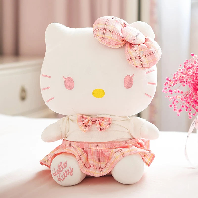 Original Sanrio JK Hello Kitty Plush Toy Japanese Style Cartoon Cat Plushies Stuffed Anime Doll Xmas Gifts For Girl 33cm