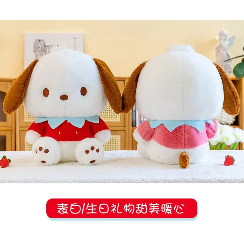 Kawaii Sanrio Strawberry Pochacco Plush Toy Decoration Room Sleeping Plush Cartoon Stuffed Doll Pillow Girl Birthday Gift