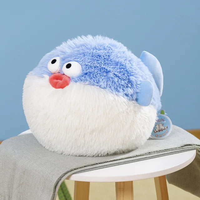 Funny Fluffy Puffer Fish Plush Toy Kawaii Globefish Plushie Lifelike Marine Balloonfish Stuffed Animal Pillow Kids Birthday Gift