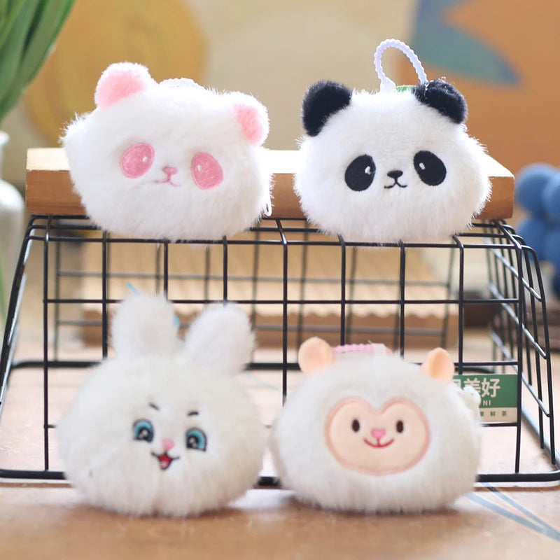 Cartoon Rabbit Panda Bear Plush Toys Pendant Cute Stuffed Animal Doll Keychain Bag Pendant Backpack Hanging Decoration Kid Gifts