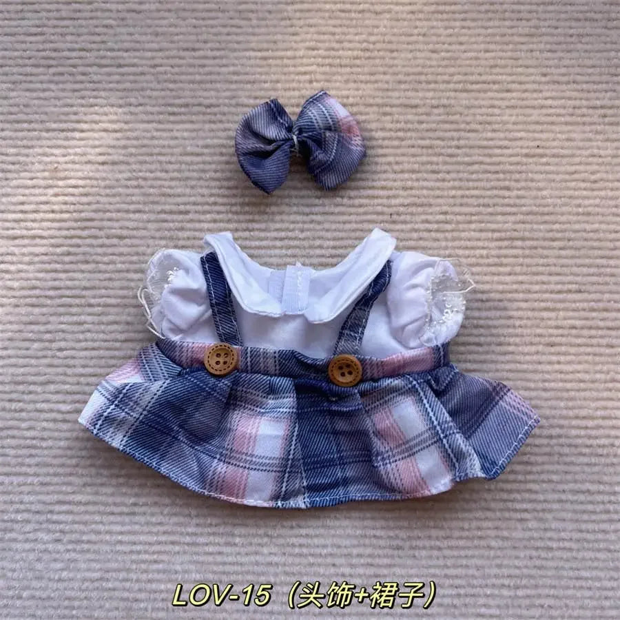 For Baby Three/20cm Rompers Cartoon Doll Replacement Outfit cotton doll baby clothes strap skirt no doll