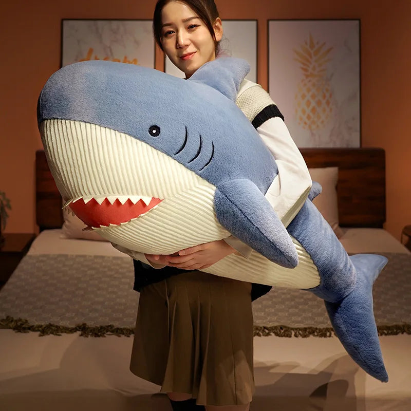 60-120cm Kawaii Giant Stuffed Animal Shark Big Plush Toy Large Super Soft Whale Doll Long Sleeping Pillow Festival Gift for Girl