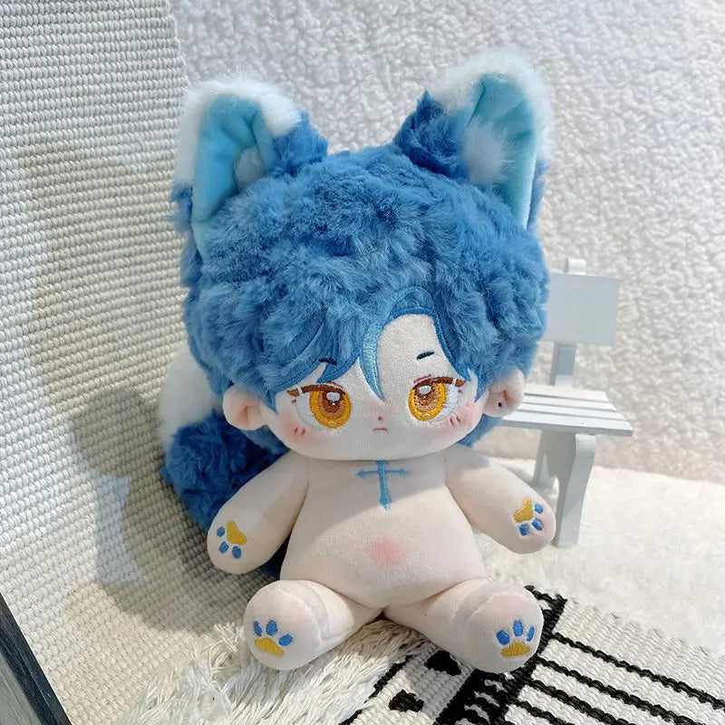 20cm Cotton Doll Blue Hair Fox Ears Tail Sirius Idol Star Dolls Cute Stuffed Plush Toys Doll Plushies Toys Fans Collection Gifts