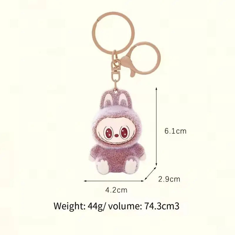 New Labubu Keychain Cartoon Labubu Backpack Pendant Decorative Car Keychain Model Doll School Bag Charm Cute Keyring Festivals