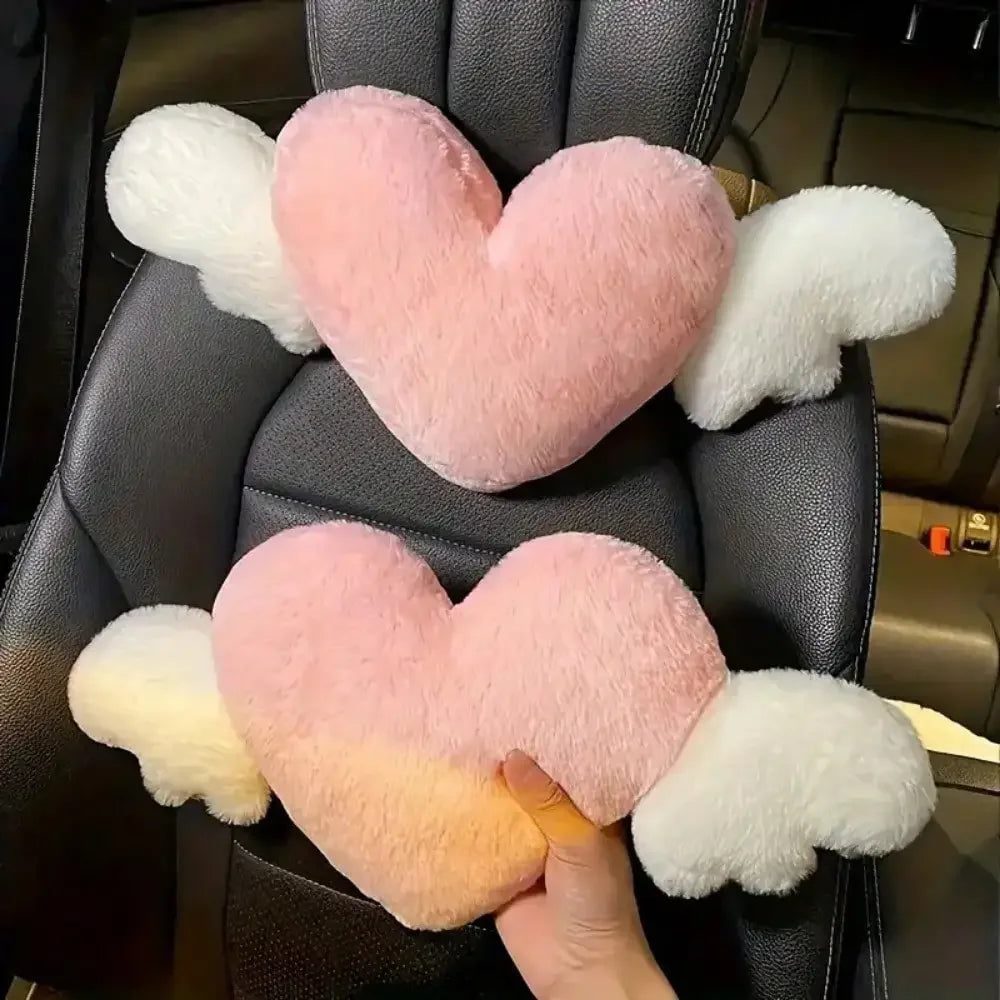 Love Wings Car Headrest Plush Love Neck Pillow Heart-Shaped Plush Style for Your Car Seat Car Accessories