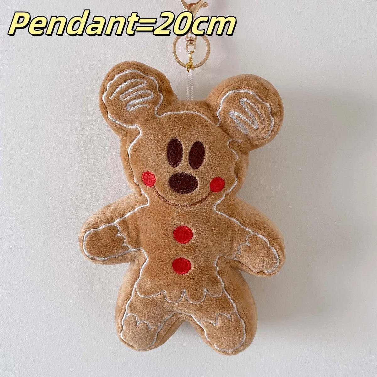 Gingerbread Man Mickey Minnie Plush Toy Bag Pendant Stuffed Anime Biscuit Plushies Cuddly Cookie Doll Home Decor Xmas Gifts