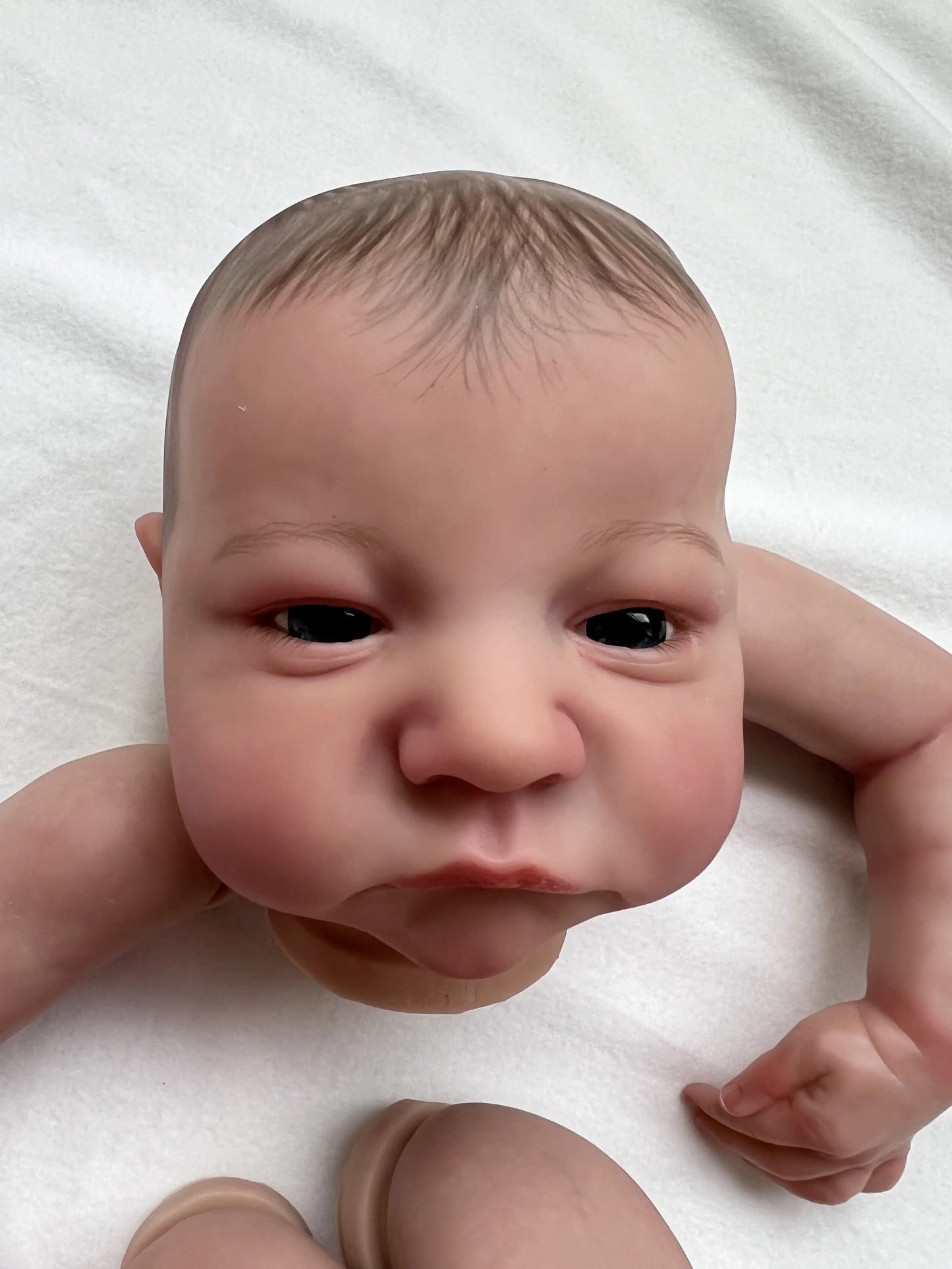 NPK 19inch Already Painted Reborn Doll Parts Levi Awake Lifelike Baby 3D Painting with Visible Veins  Cloth Body Included