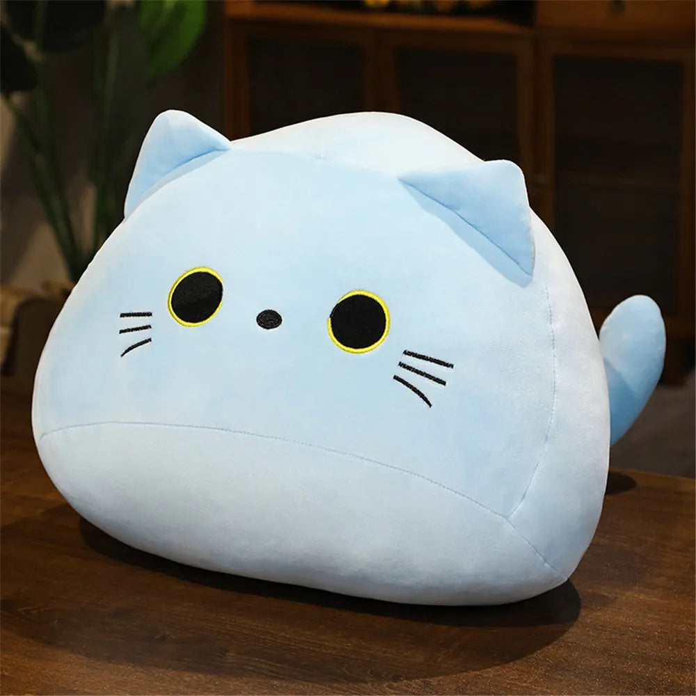 Kawaii Kitten Black Blue Cat Plush Toy Stuffed Squishy Animal Cat Pillow Nap Cushion Creative Birthday Gift for Kids Children