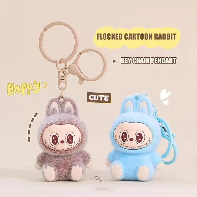 New Labubu Keychain Cartoon Labubu Backpack Pendant Decorative Car Keychain Model Doll School Bag Charm Cute Keyring Festivals