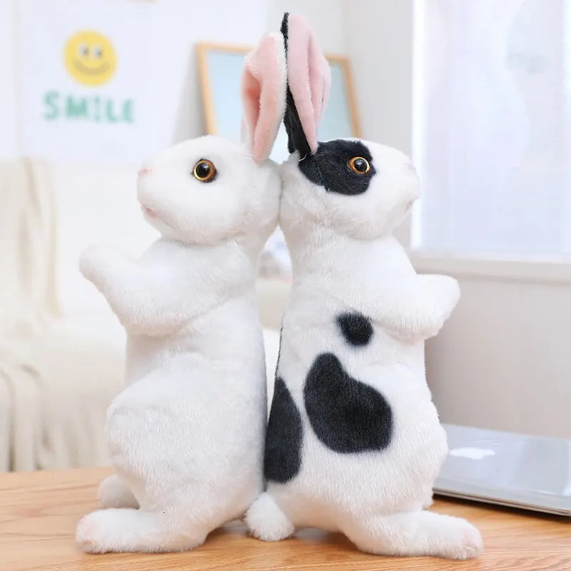 1pc Randomly Realistic Cute Plush Rabbits Lifelike Animal Photo Props Bunny Simulation Toy Model Birthday Gift