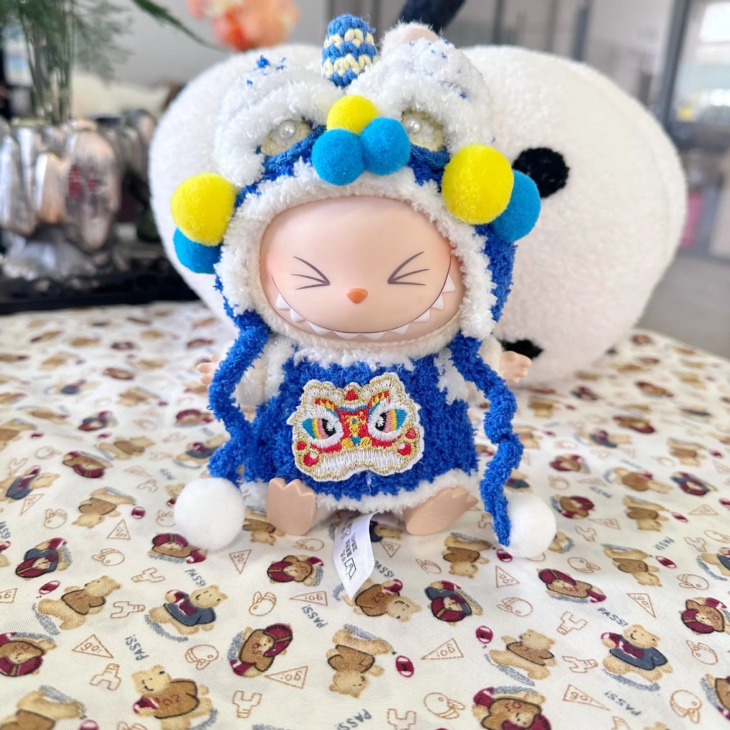 Mini Doll'S Clothes Outfit Accessories For Korea Labubu Idol V1 V2 New Year's clothes pure handmade lion dance suit Clothing