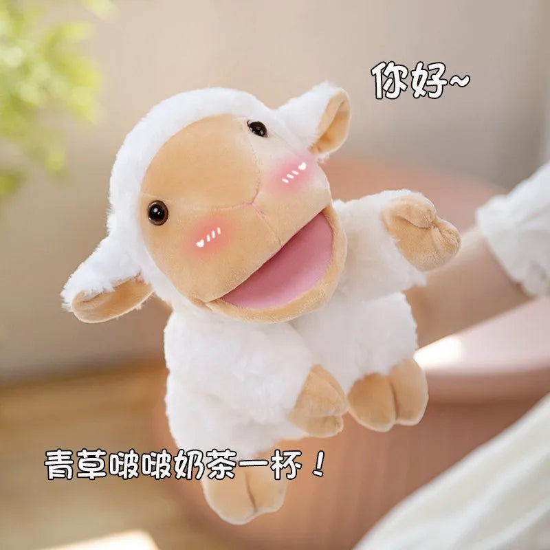 Stuffed Plush Animals Toys Hand Finger Story Puppet Kawaii Dolls Educational Baby Toys Duck Lamb Cow Dog Horse Children Gift