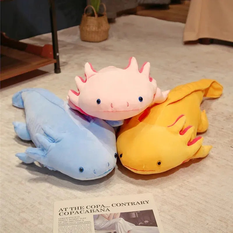 45cm Kawaii Colorful Newt Plush Toy Stuffed Cute Axolotl Salamander Fuzzy Plush Fish Appeasing Long Pillow Cushion Kids Gift