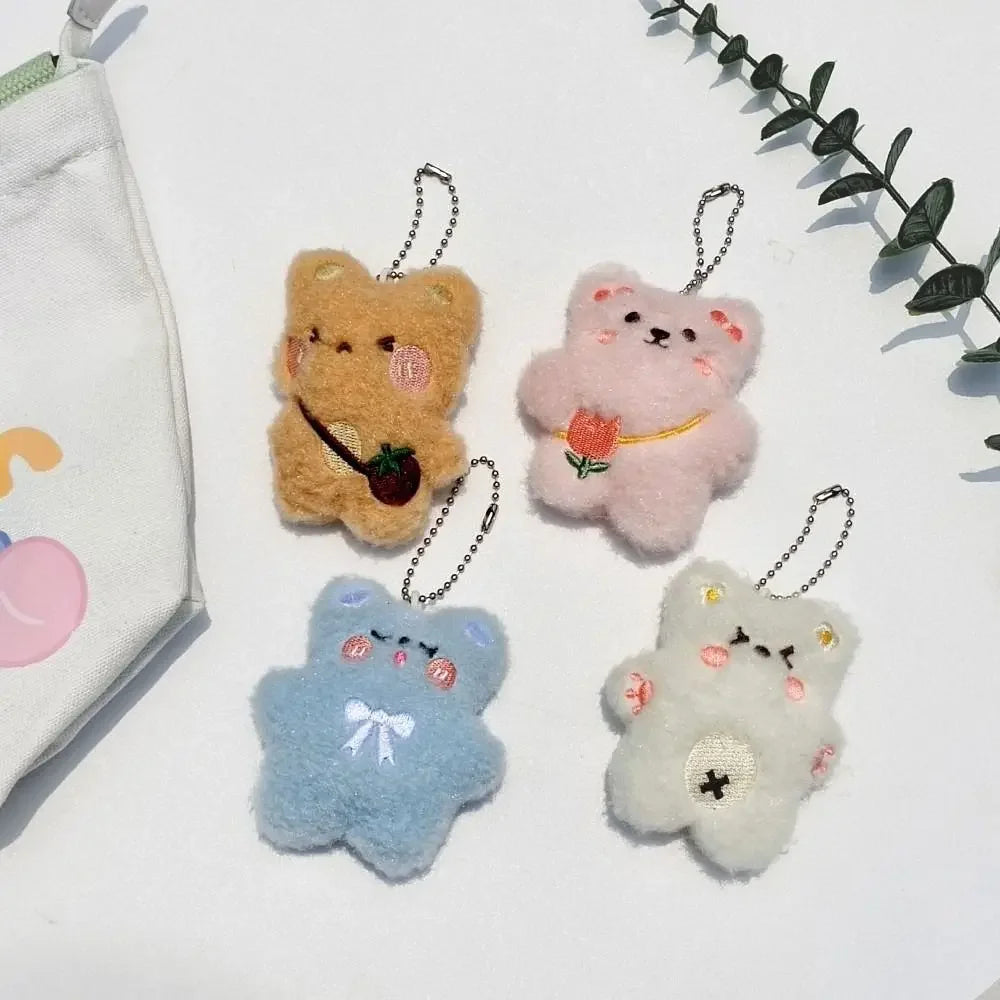 Hobbies Plush Bear Shaped Keychain Blue Pink White Pink Mini Key Pendant Plush Doll Pendant