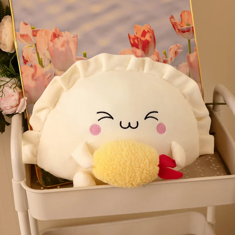 Hot Sale Cute Dumpling Plush Pillow Funny Fried Food Egg Shrimp Dumpling Plushie Kawaii Stuffed Toys Soft Hugging Gifts for Kids