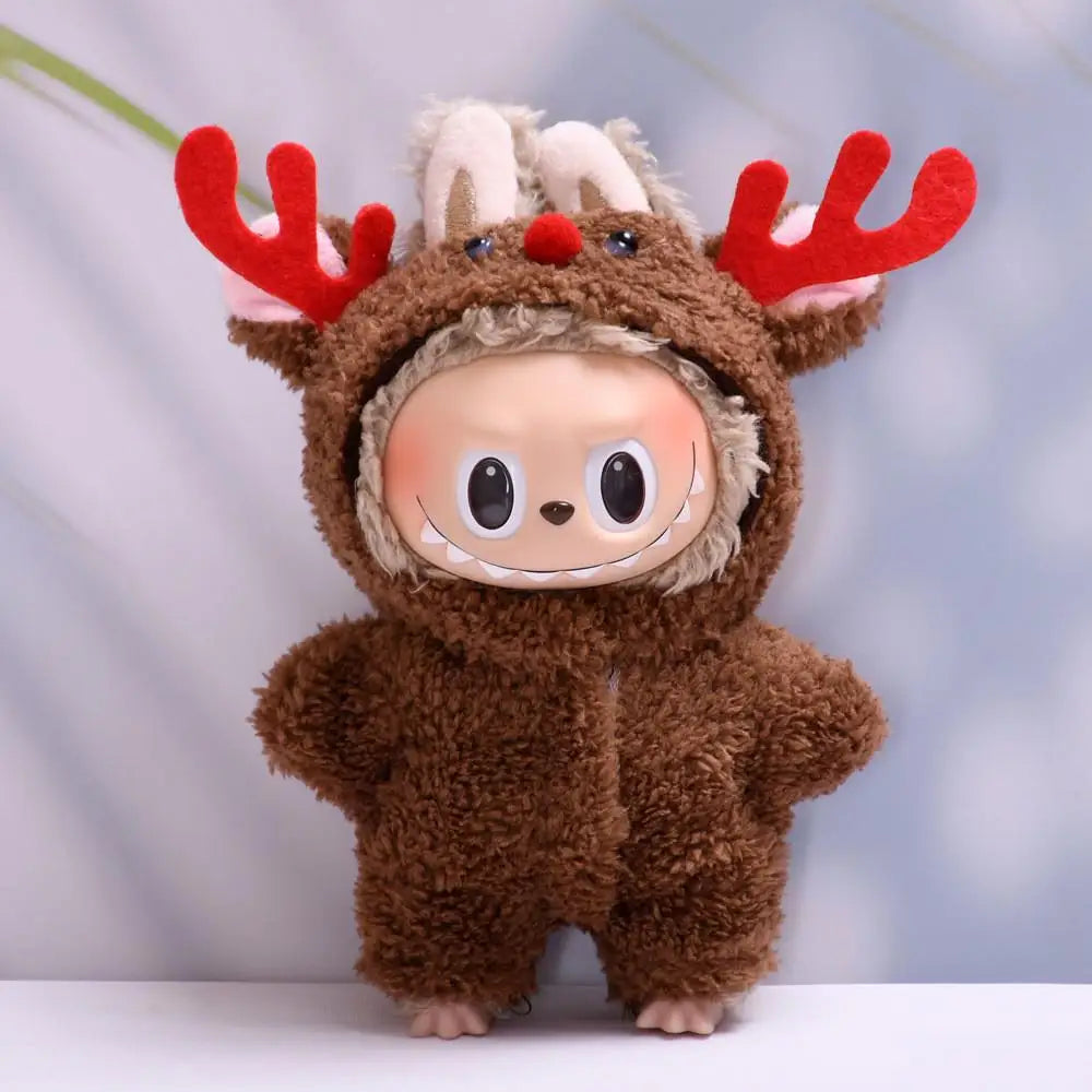 For 17cm Labubu V1 V2 clothes Christmas reindeer outfit cute baby clothes Dolls Accessories Cute Decoration Little Clothes