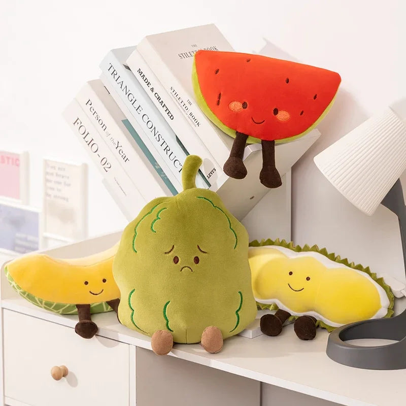 New Simulation Fruits Plush Pillow Soft Stuffed Plush Toy Stuffed Watermelon Hami Melon Balsam Pear Plush Room Decor Kids Gift