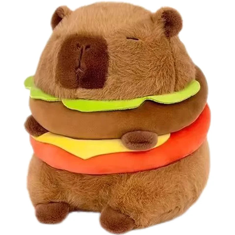 Internet Celebrity Hamburger Capybara Plush Toy Cute Capybara With Birthday Hat Plush Toy, Sleeping Pillow,Best Holiday Gift Kid