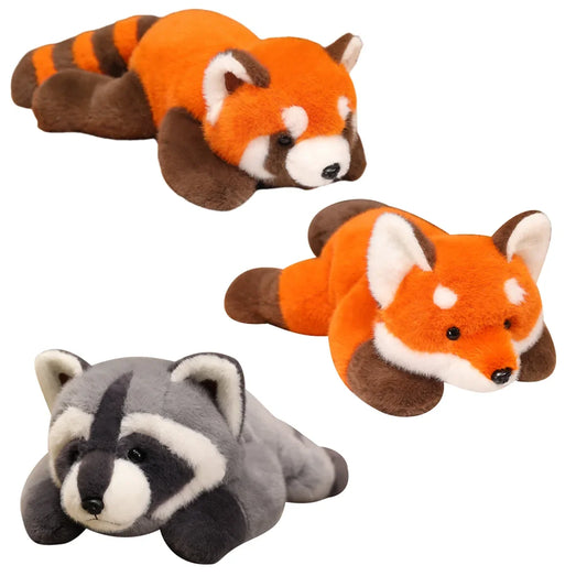 30/45/60CM Lifelike Red Panda Stuffed Animals Raccoon Plush Toy Lying Fox Raccoon Pillow Backrest Sleeping Doll